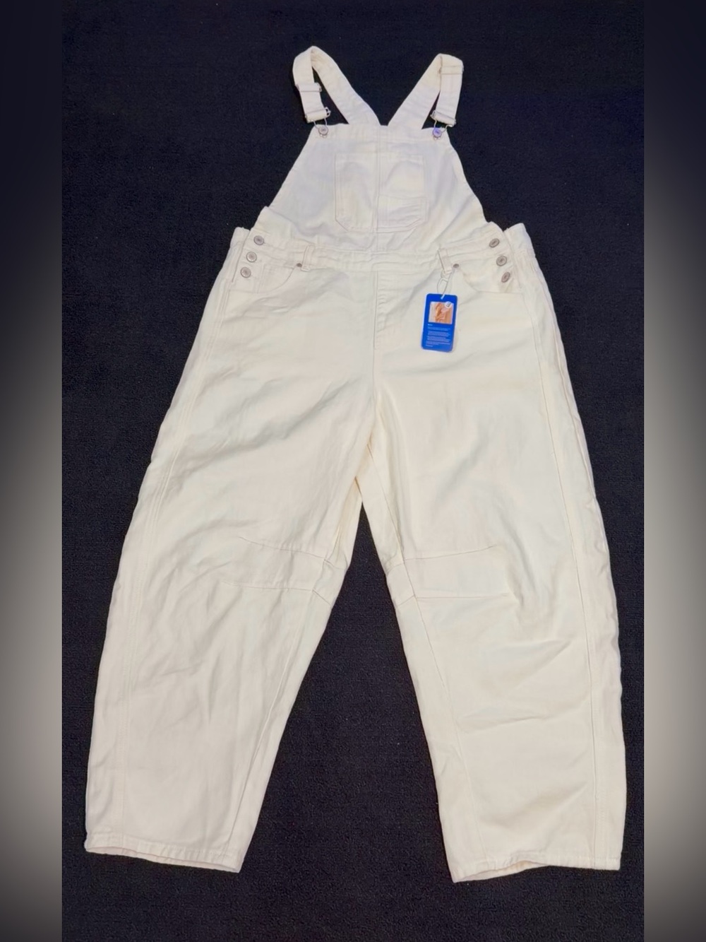 Chouyatou~Cream Women's Barrel -Leg Overalls - Casual Jeans XL - Picture 2 of 4